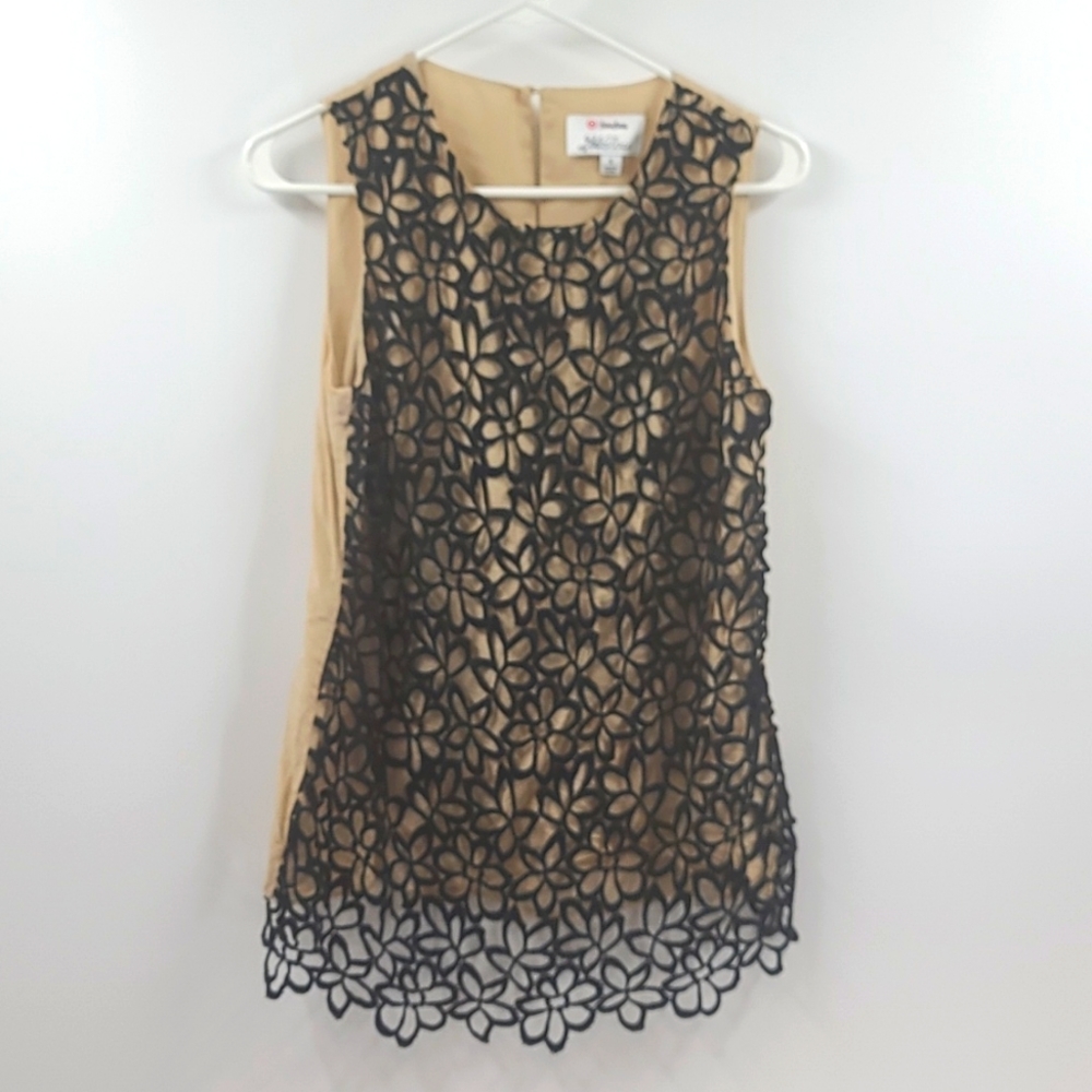 Lela rose in collaboration with target and Neiman Marcus tan tank with crochet - Picture 1 of 4